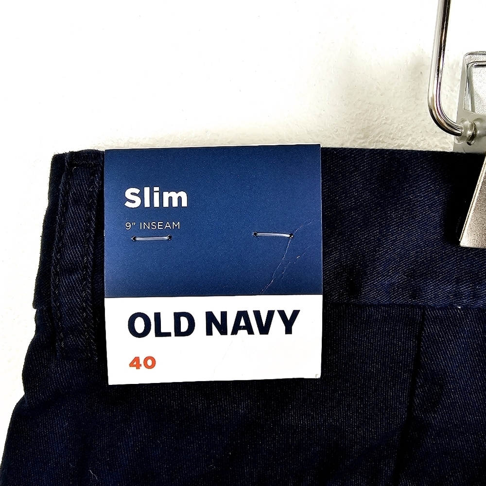 Old Navy #549103 Slim Built-in Flex Rotation Navy Blue Chino Shorts NWT - Picture 7 of 11